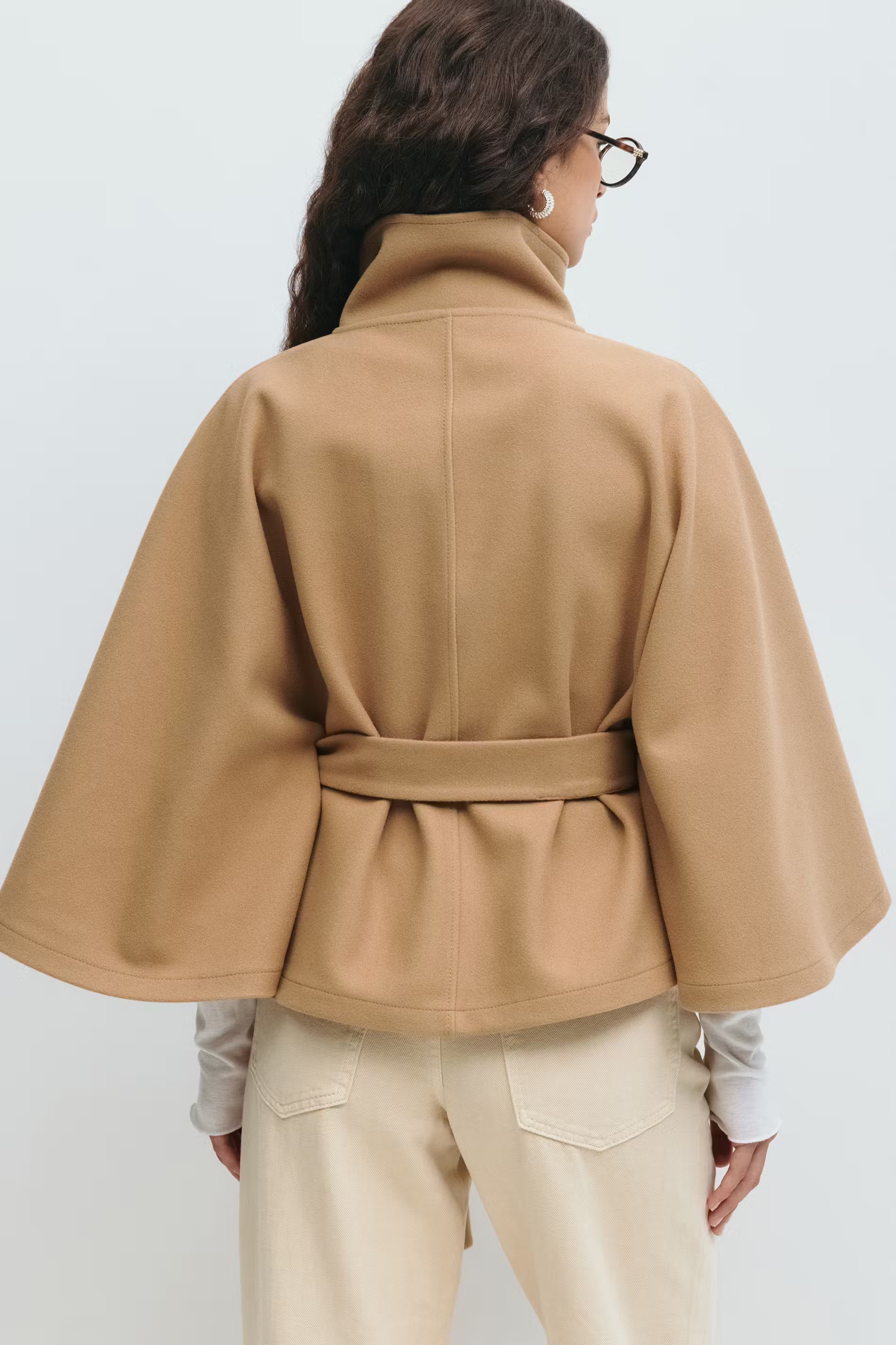 Loreza Cape Coat | Elegant Women’s Coat with Belt & High Collar
